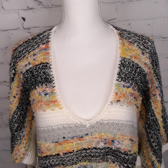 KAMANA Marled Banded Stripe Crop Sweater M… - Picture 5 of 13